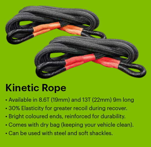 13T Kinetic Recovery Rope – 22mm × 9m HULK 4x4