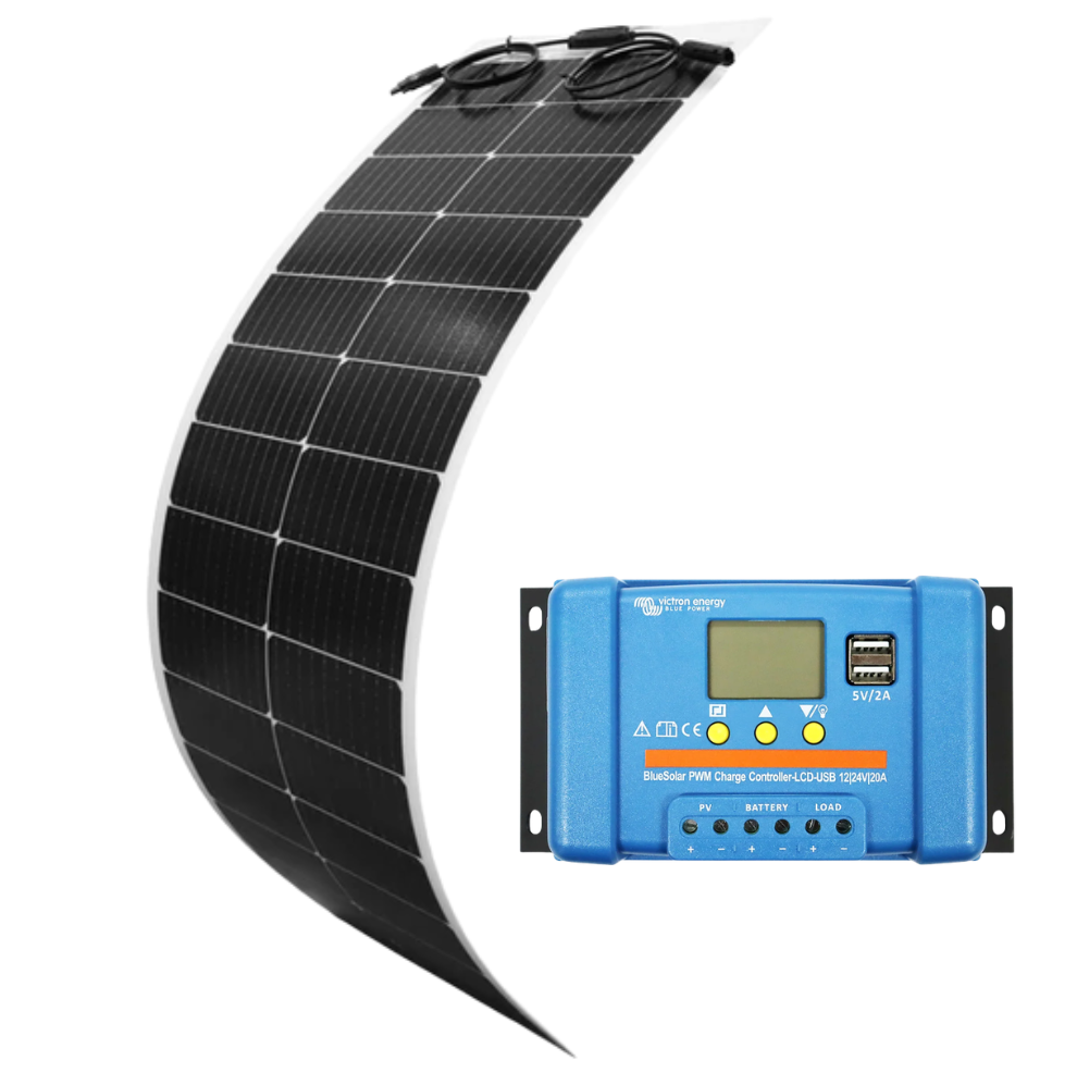 Sunman 100W Narrow Flexible Solar Panel & Victron 20A PWM Bundle