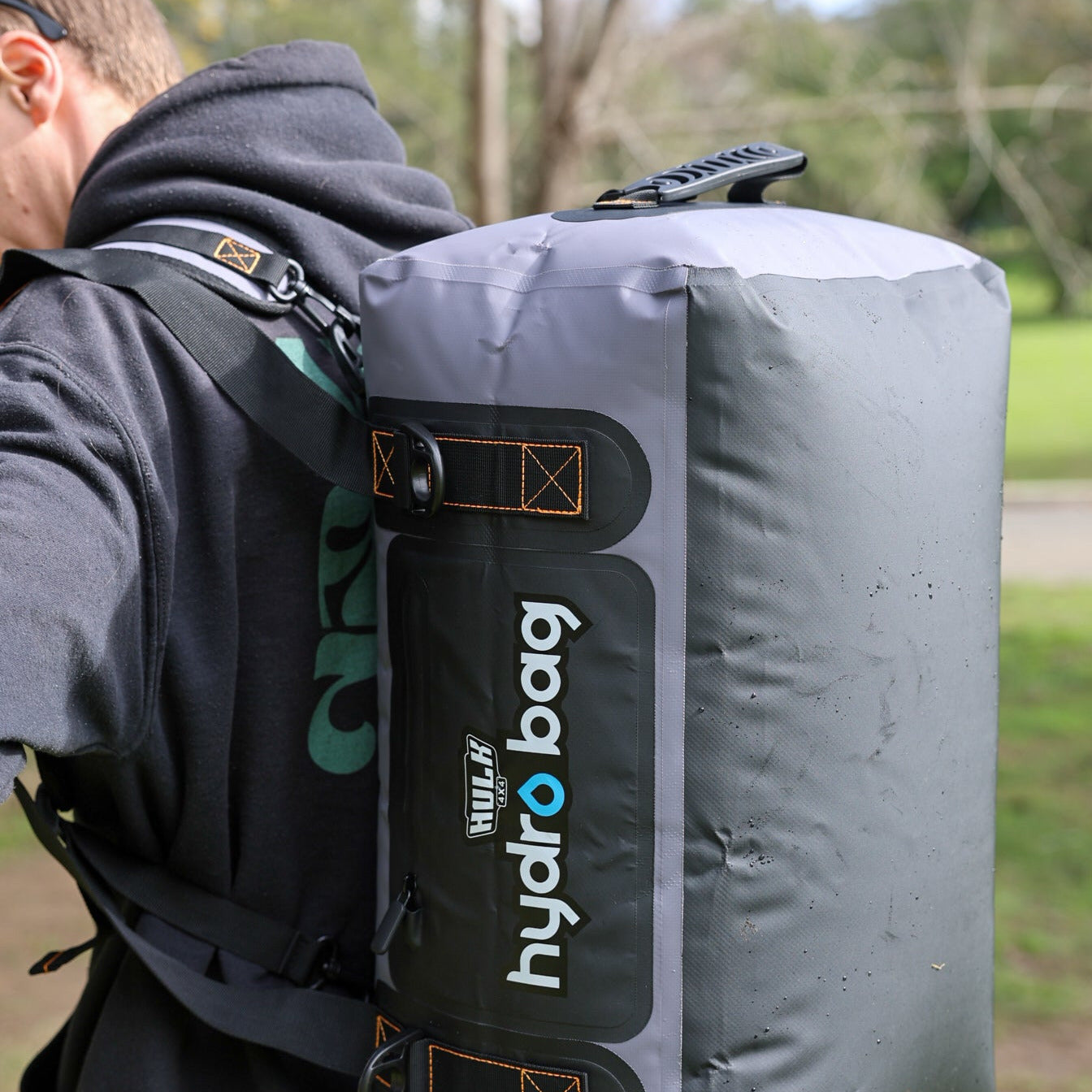 Hydro Bag 60L – Grey Waterproof Duffel with Shoulder Straps