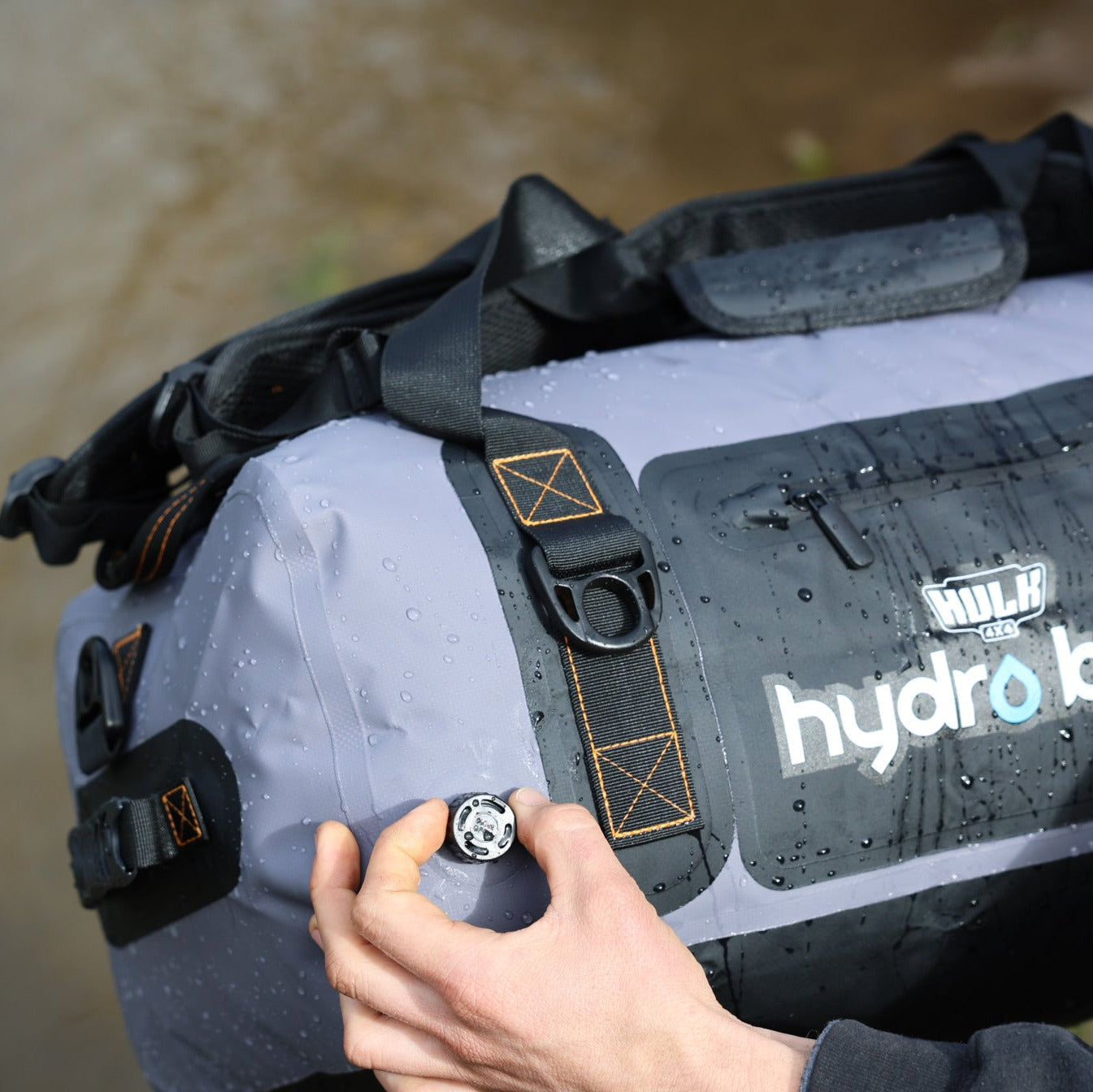 Hydro Bag 60L – Grey Waterproof Duffel with Shoulder Straps