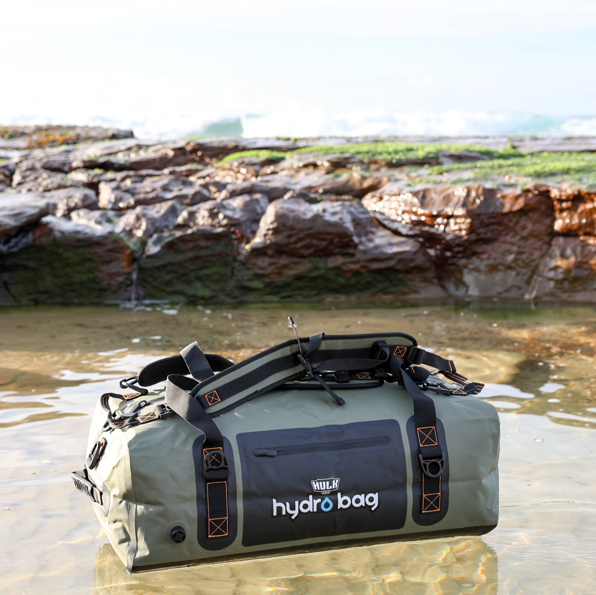 Hydro Bag 60L – Green Waterproof Duffel with Shoulder Straps