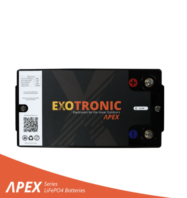 Exotronic 12V 300Ah Apex Australian Made Series Smart Deep Cycle LiFePO4 Lithium Battery with Bluetooth