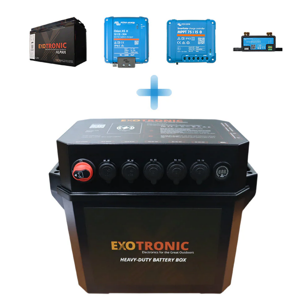 Lithium 180Ah Battery + Pre-wired Victron Orion XS + MPPT 75/15 SmartSolar + SmartShunt + Lithium Battery Box