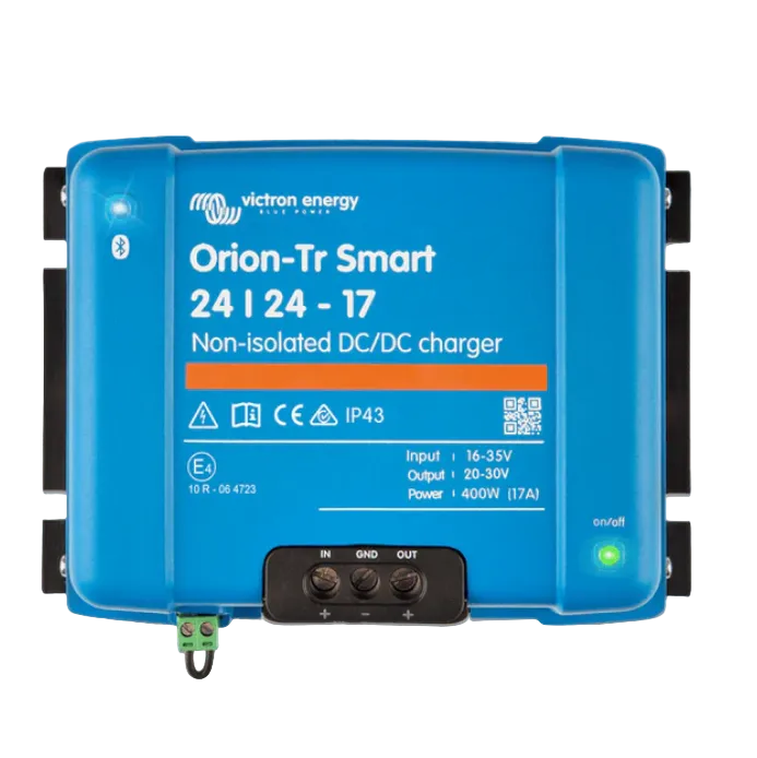 Blue Victron Energy Orion-Tr Smart DC/DC charger on a white background