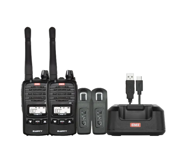 GME Rechargeable 2W UHF CB Handheld Radio Twin Pack – TX677TP