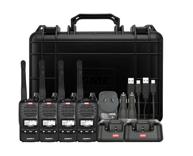 GME 2W Rechargeable UHF CB Handheld Radio Quad Pack – TX677QP