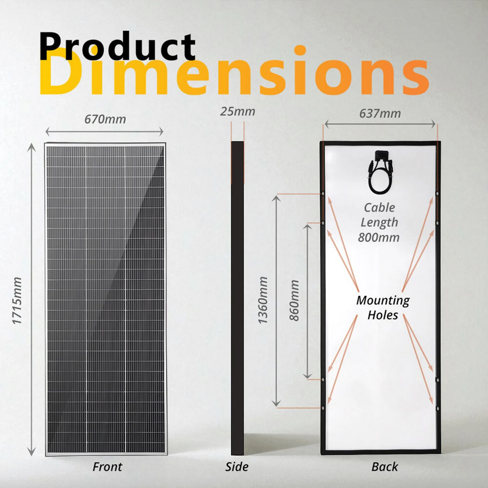 Exotronic 250W Fusion Fixed Solar Panel - Shade Resistant