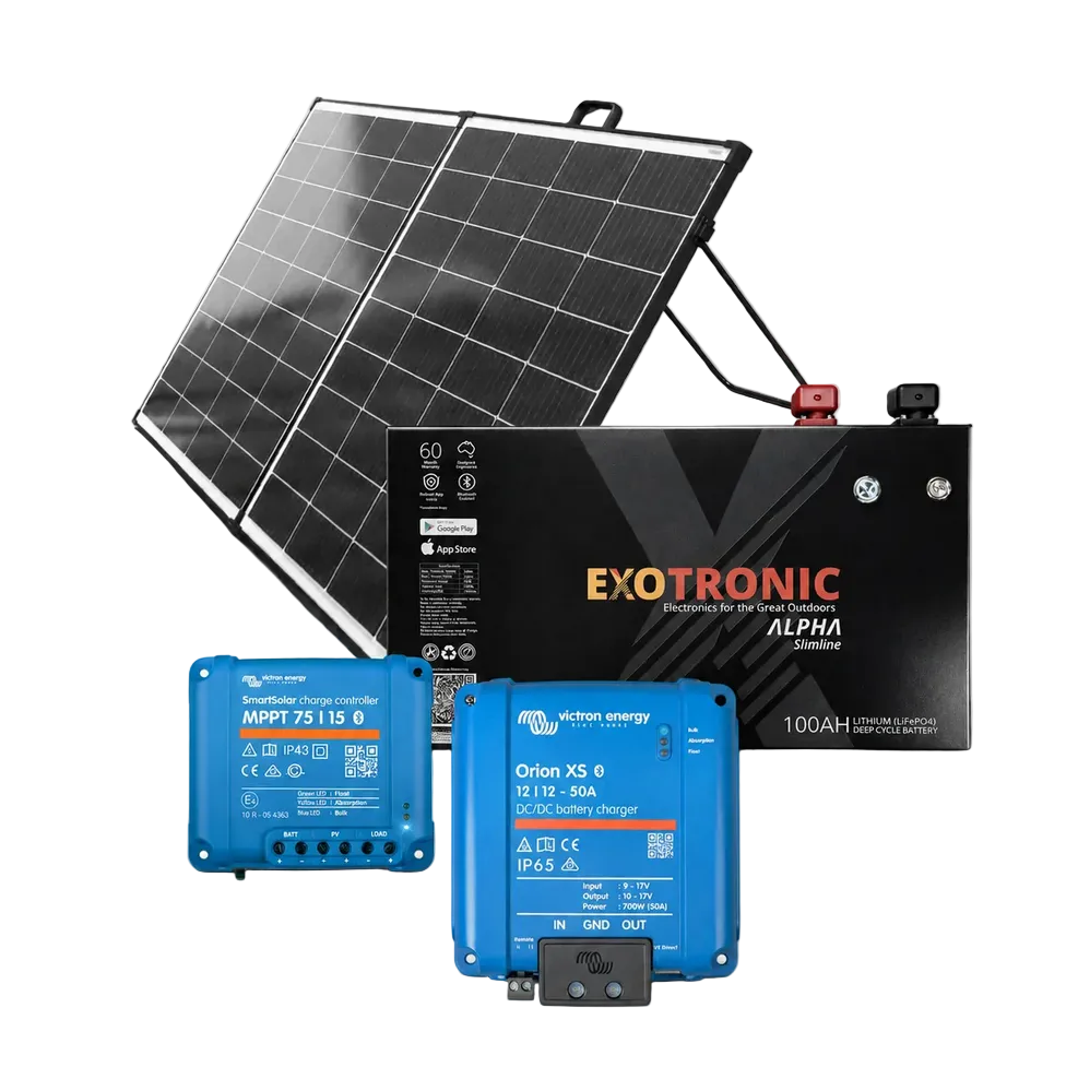 100Ah Offgrid Power Bundle - 100Ah Lithium Battery, 200W Solar Panel, Victron 12/12-50A DC-DC Charger & Victron MPPT 75/15
