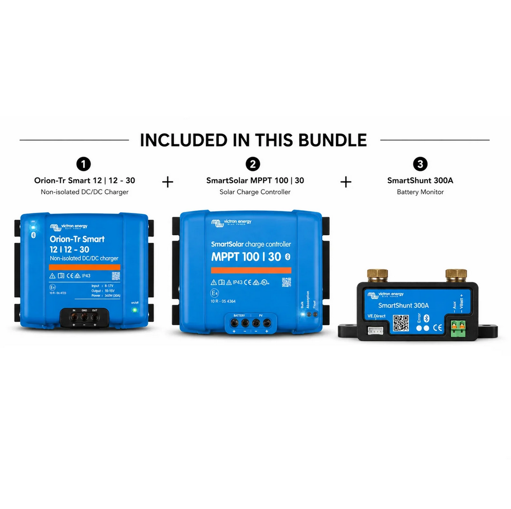 Victron 30A Charge & Monitor Bundle - MPPT 100/30, Orion-Tr Smart DC-DC Charger & SmartShunt 300A