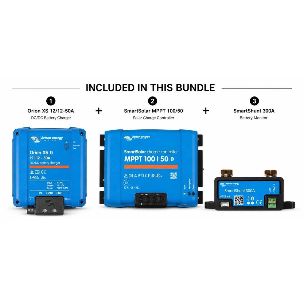 Victron 50A Charge & Monitor Bundle - MPPT 100/50, Orion-Tr Smart DC-DC Charger & SmartShunt 300A
