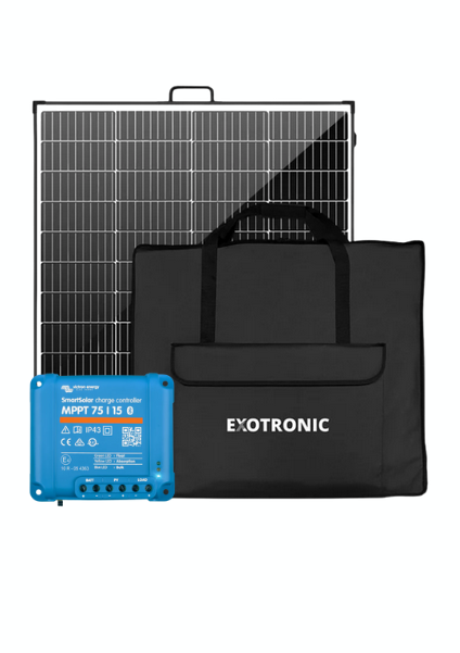 Exotronic 12/24V 200W Portable Folding Solar Panel + Victron SmartSolar 75/15 Kit