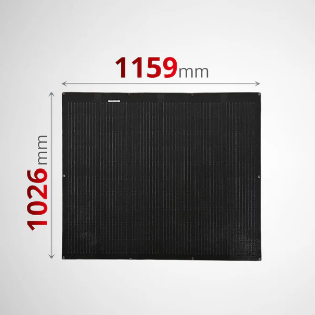 Sunman eArc 200W Black Square Flexible Solar Panel w/ Eyelets + Junction Box Underneath