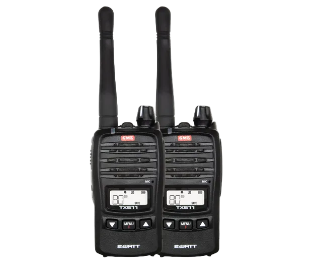 GME Rechargeable 2W UHF CB Handheld Radio Twin Pack – TX677TP