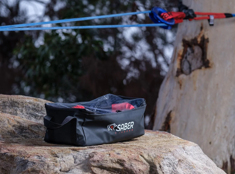Saber Ezy-Glide Recovery Ring Kit with Twin Sheath 18000kg Soft Shackles & Clear Top Bag